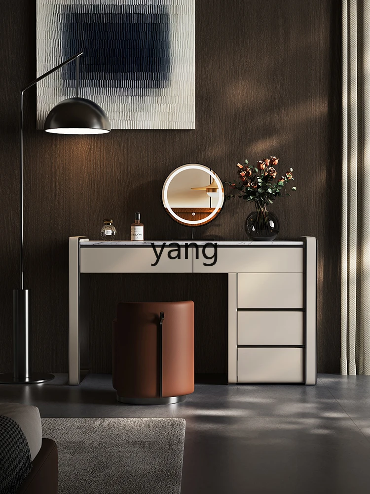 

LMM Italian minimalist dresser chest cabinet integrated light luxury solid wood makeup table marble makeup table