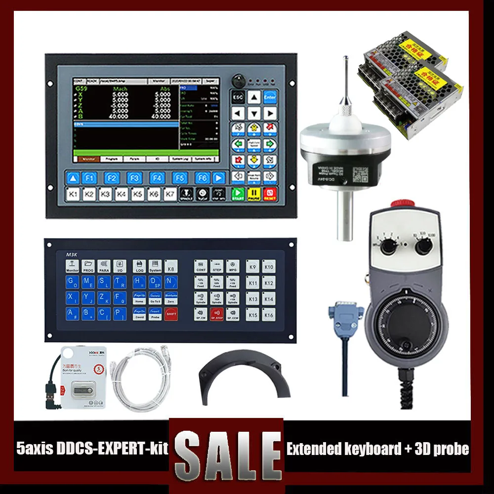 

Newly Upgraded Ddcs-expert3/4/5 Axis System Cnc Offline Controller Kit+v5 Anti-roll 3d Probe/atc M3k Extended Keyboard/mpg