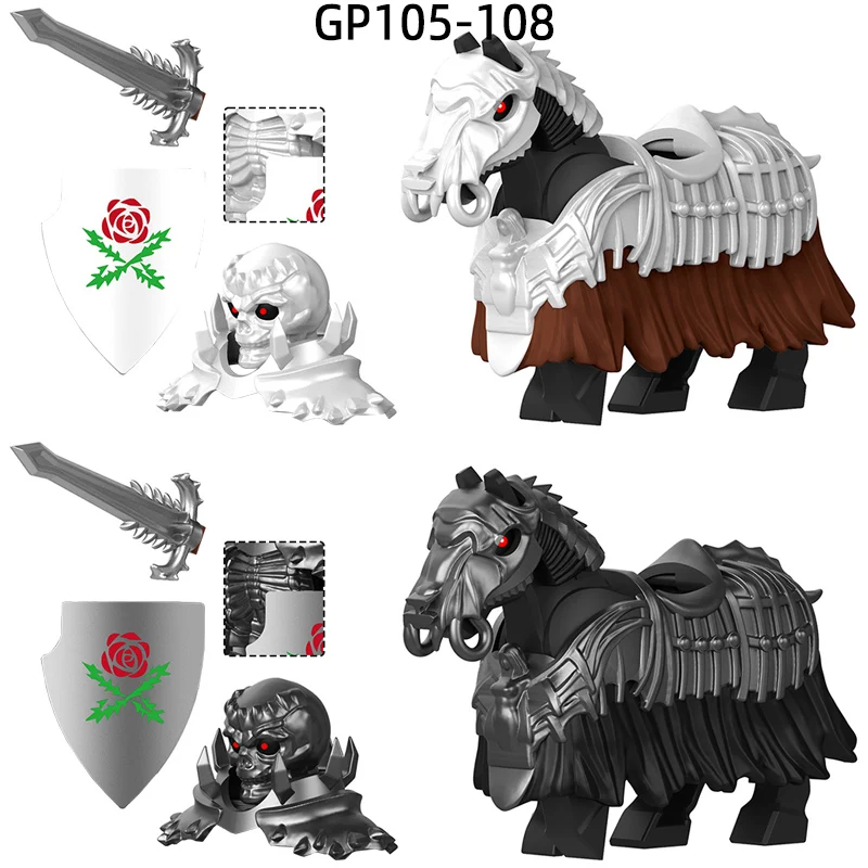 

Набор конструкторов GP105-GP108 «Конь-рыцарь с черепом», фигурки, модели, кирпичики MOC, подарки, игрушки