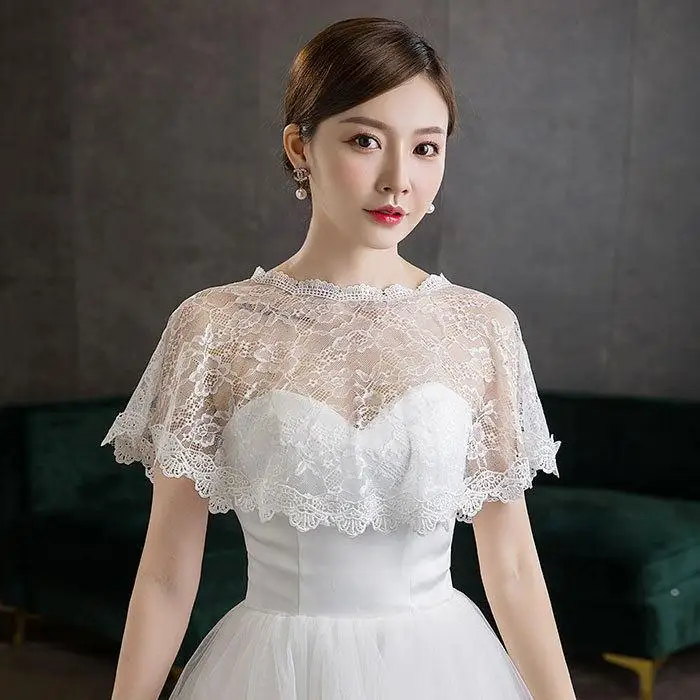 

Bridal Lace Shoulder Shawl Wedding Maid of Arm Cover Black Spring Autumn Thin Summer Spring Bridal Gown Accessory