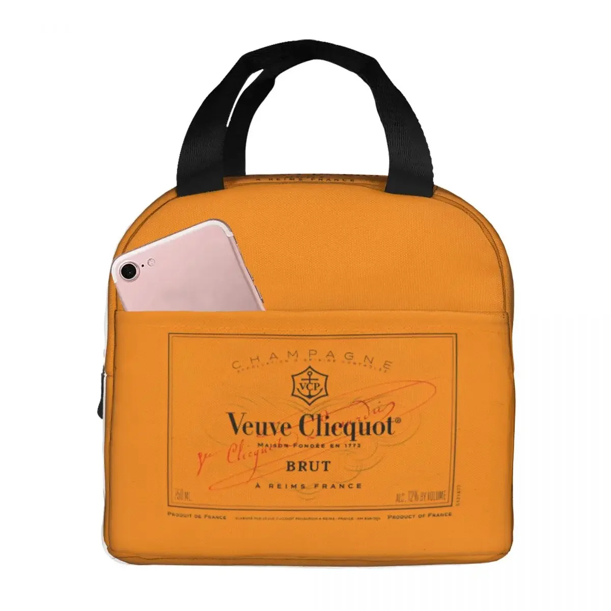 Fiambrera con aislamiento de color champán y naranja, bolsa térmica, contenedor grande para comida, bolsos de playa