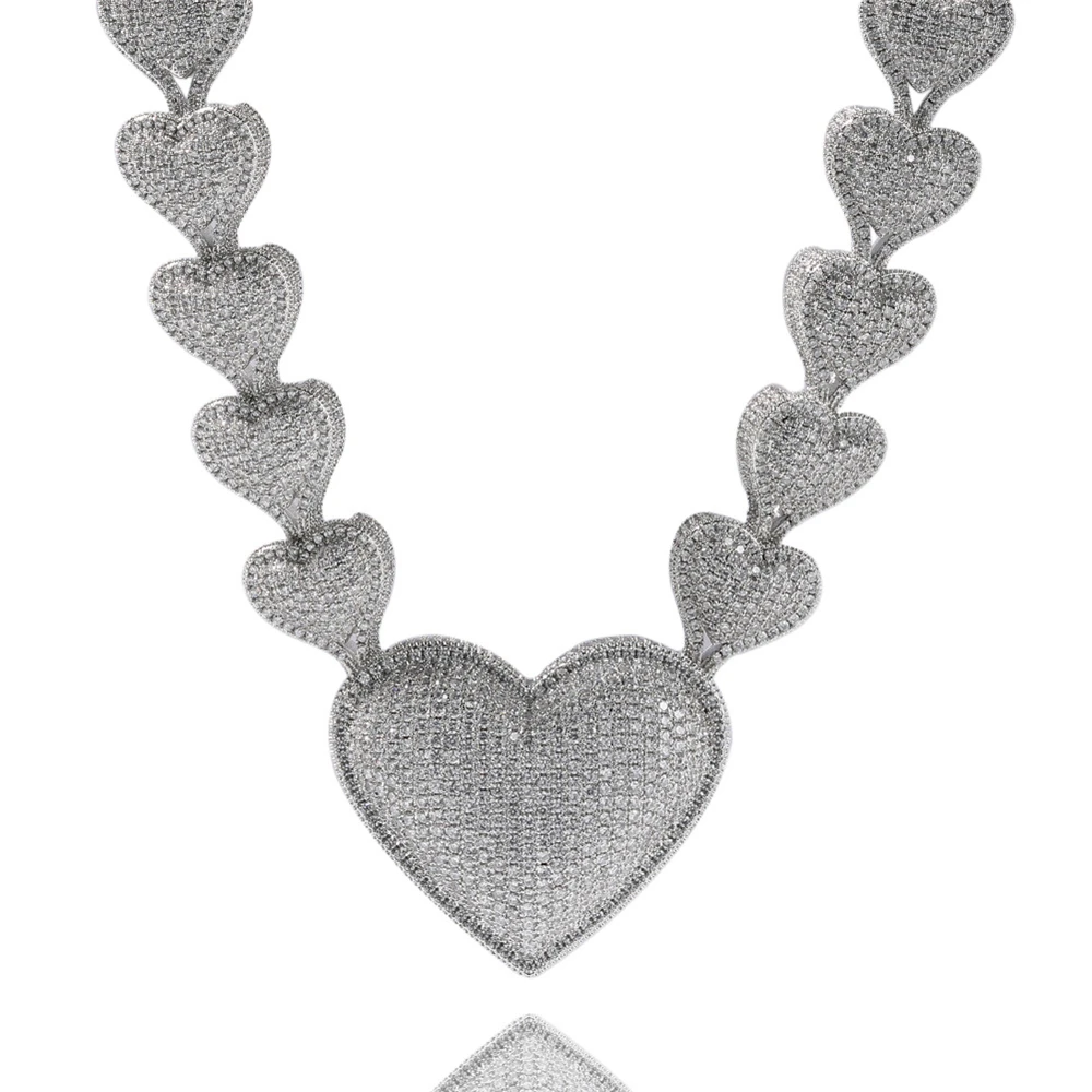 

Hip-Hop 17mm Zircon Heart Necklace (Ins Style Couple's Jewelry)