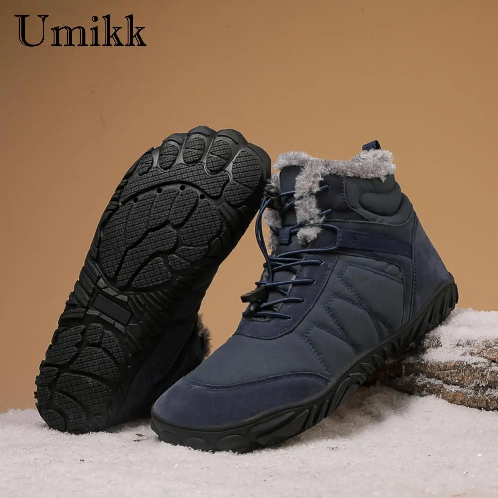 Winter Snow Boots Cold-Proof Trekking Shoes Anti Slip Wide Toe Box Ankle Booties Minimalist Five Finger Boots for Outdoor Travel