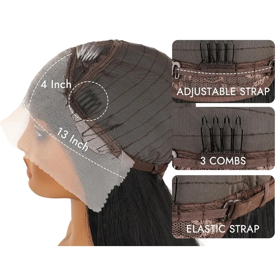 Pelucas frontales de encaje recto de 250% 40 pulgadas, cabello humano 13x6 HD, peluca Frontal de encaje 13X4, peluca de cabello humano liso de hueso prearrancado para mujeres