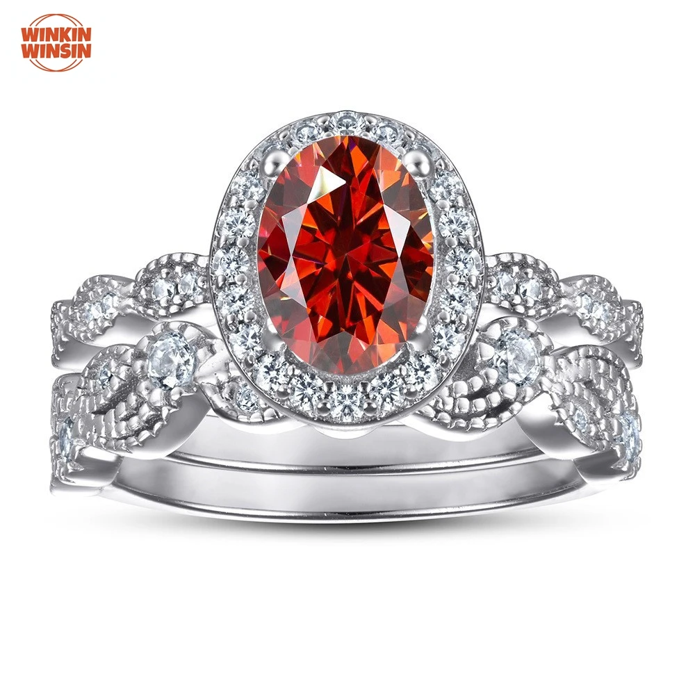 

Winkin Winsin s925 sterling silver 1.5-carat oval Moissanite ring for women, a high-end silver jewelry accessory