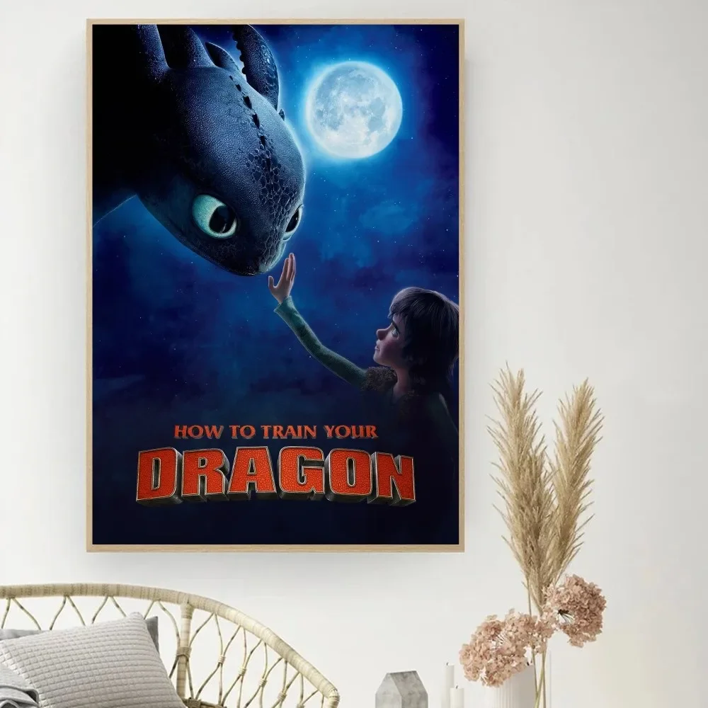 T-Toothless-Fury Dragon Poster DIY Vintage Movie Poster Wall Art Painting Study Stickers Small Szie Wall Painting