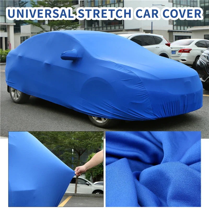 Universal Full Stretch Car Cover Dust Sun Protection Scratchproof UV Full Car Cover Protection Customized Logo for BMW Audi Benz