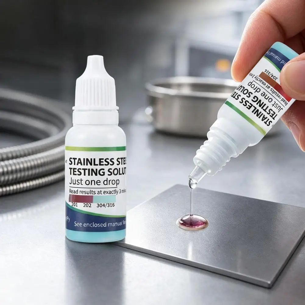 

High Accuracy 1/2Pcs 15ML 200-304 Stainless Steel Test Liquid Metal Identification Drops for Lab Tableware Material Inspection