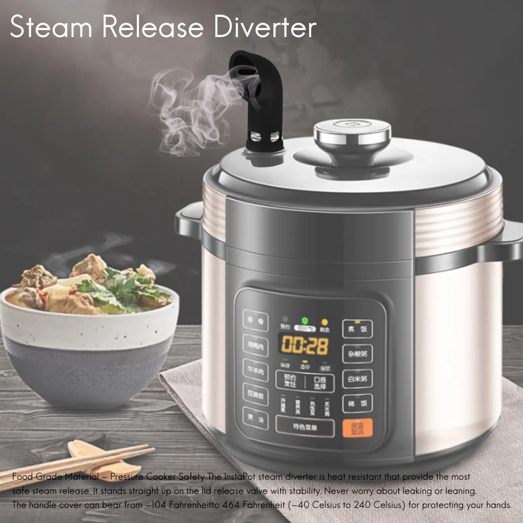 Steam Release Diverter Kitchen Accessory Fit for Ninja Foodi/Power Pressure Cooker XL Size for 6QT