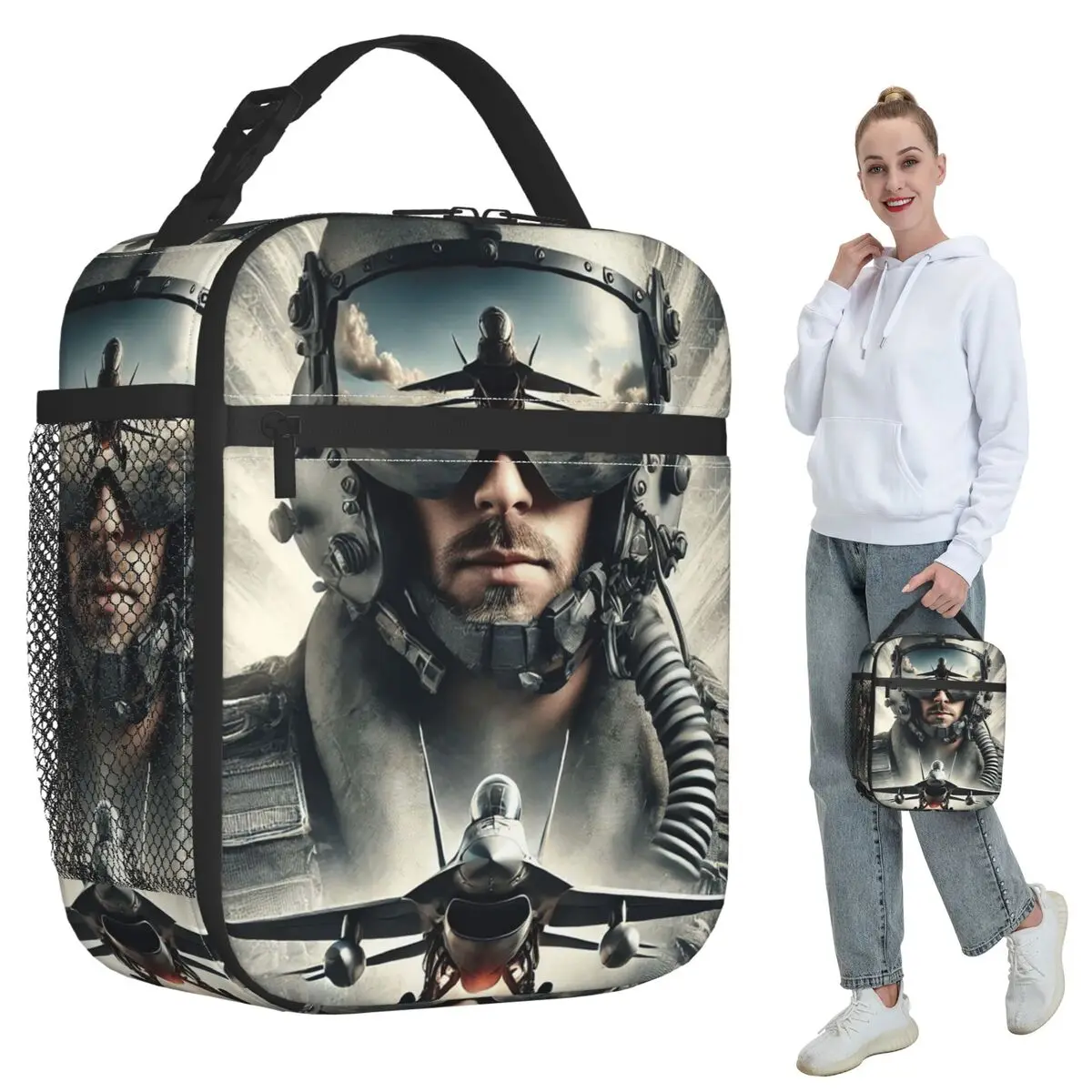 Modern Tom Cruise Movie Top Gun Maverick Insulated Lunch Bag for Kids School Cooler Thermal Food Box Tote Lunch Boxes Container