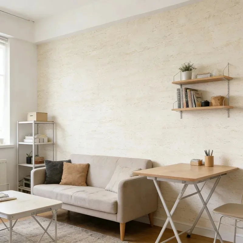 

Thickened Foam Simulation Travertine Wallpaper Self-Adhesive Faux Stone Wall Panels for Renters Study Office Quick Wall Makeover