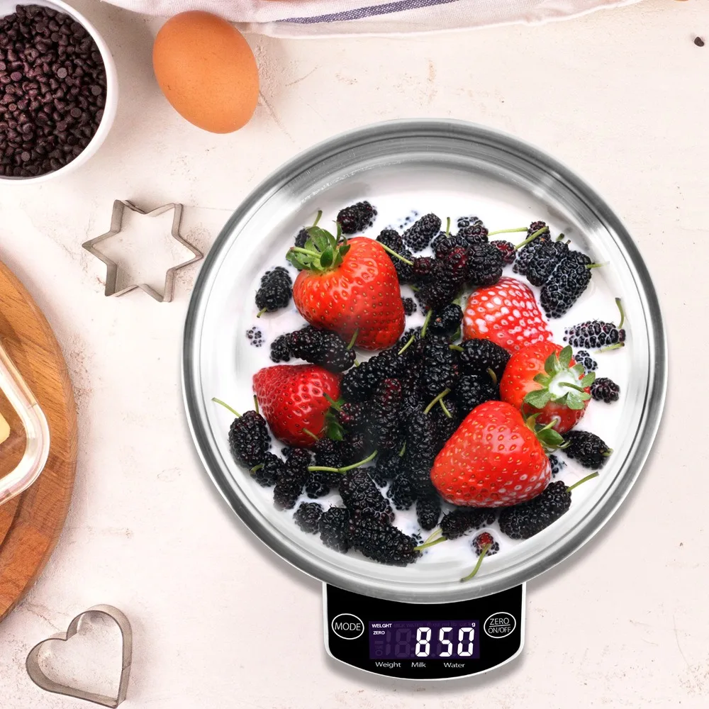 Detachable Stainless Steel Electronic Bowl Scale LCD Display Accurate Digital Bowl Scale Battery Powered Conversion Units view 3