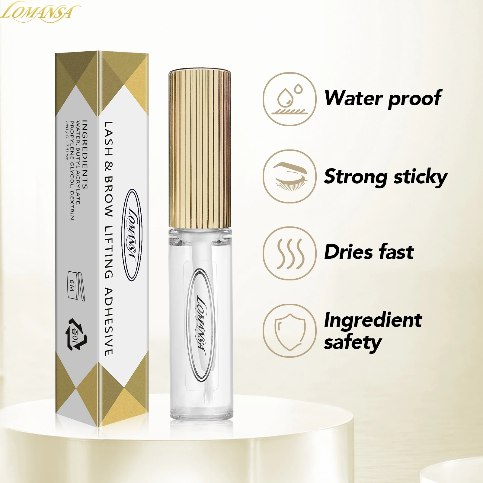 Lomansa Wholesale 7ml Strong Lash Lift Glue Eyelash Lift Perming Pestana Adhesive Clear Eyelash Lamination Glue Makeup Tools