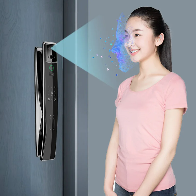 Monitoring 3D Face Recognition Fingerprint Lock APP Wifi Remote Password IC Card Lock Security Door Electronic Smart Door Lock