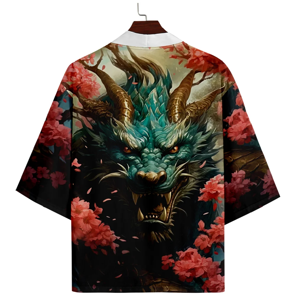 Japanese Kimono Streetwear Vintage Men Women Dragon Print Cardigan Haori Harajuku Traditional Beach Yukata Plus Size 5XL 6XL