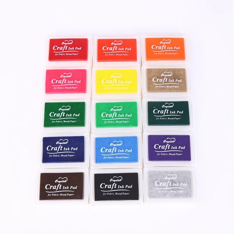 15 Colors Inkpad Handmade DIY Craft Oil Based Ink Pad for Fabric Wood Paper Scrapbooking Ink pad Finger Painting