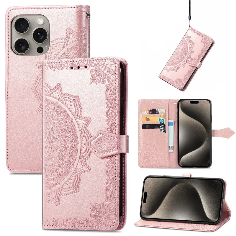 حافظة هاتف محفظة بنمط رائع متوافقة مع 15PM14PM 3 5 فتحات للبطاقات مقاومة للصدمات ومضادة للخدش وإغلاق مغناطيسي يوميًا