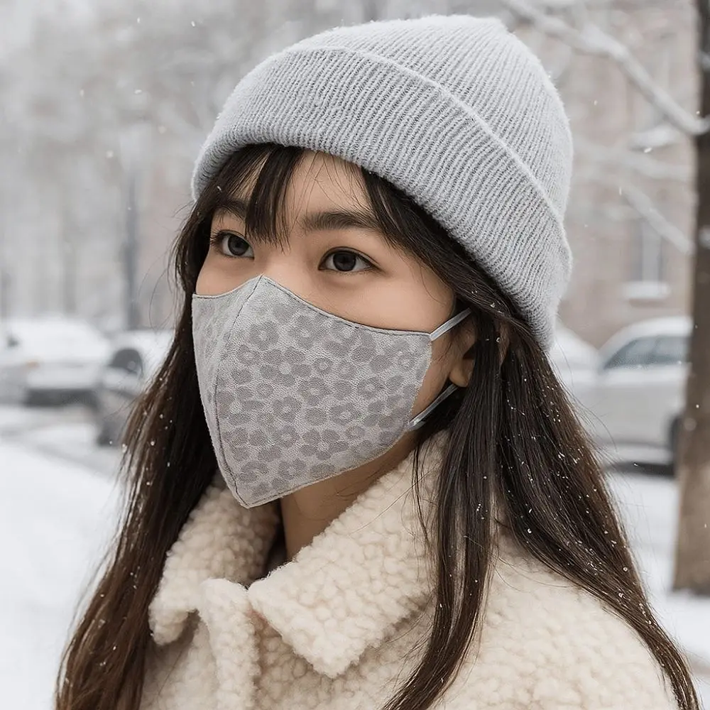 หน้ากากกันลมแบบใหม่ หน้ากากกันหนาวสำหรับผู้หญิง ระบายอากาศได้ดี ลายพิมพ์ ปิดปาก สำหรับฤดูหนาว