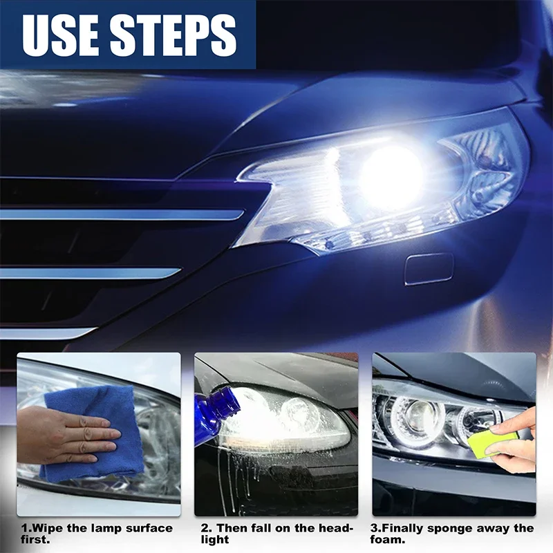 Car Headlight Repair Fluid Scratch Remover Protection Auto Headlight Cleaner Automotive Sponge Cloth Headlight Restoration Kit