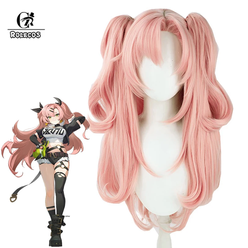 

ROLECOS Synthetic Hair Zenless Zone Zero Nicole Demara Cosplay Wigs Nicole Demara 80cm Long Straight Pink Ponytail Cos Hair