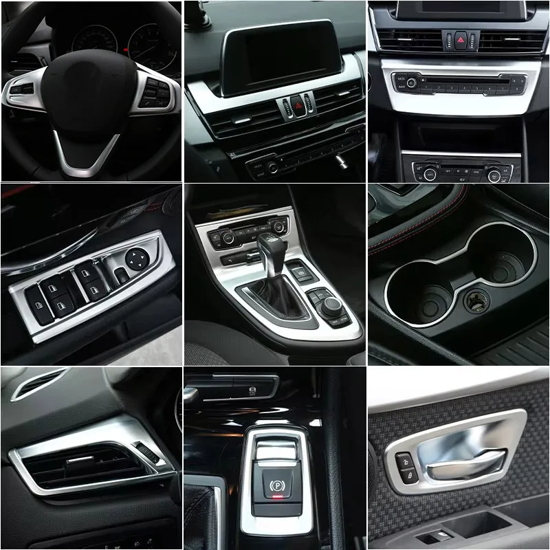 ABS Silver For BMW 2 Series F45 F46 2015-2018 Car Dashboard Console Gear Shift Panel Cover Trim Sticker Car Interior Accessories