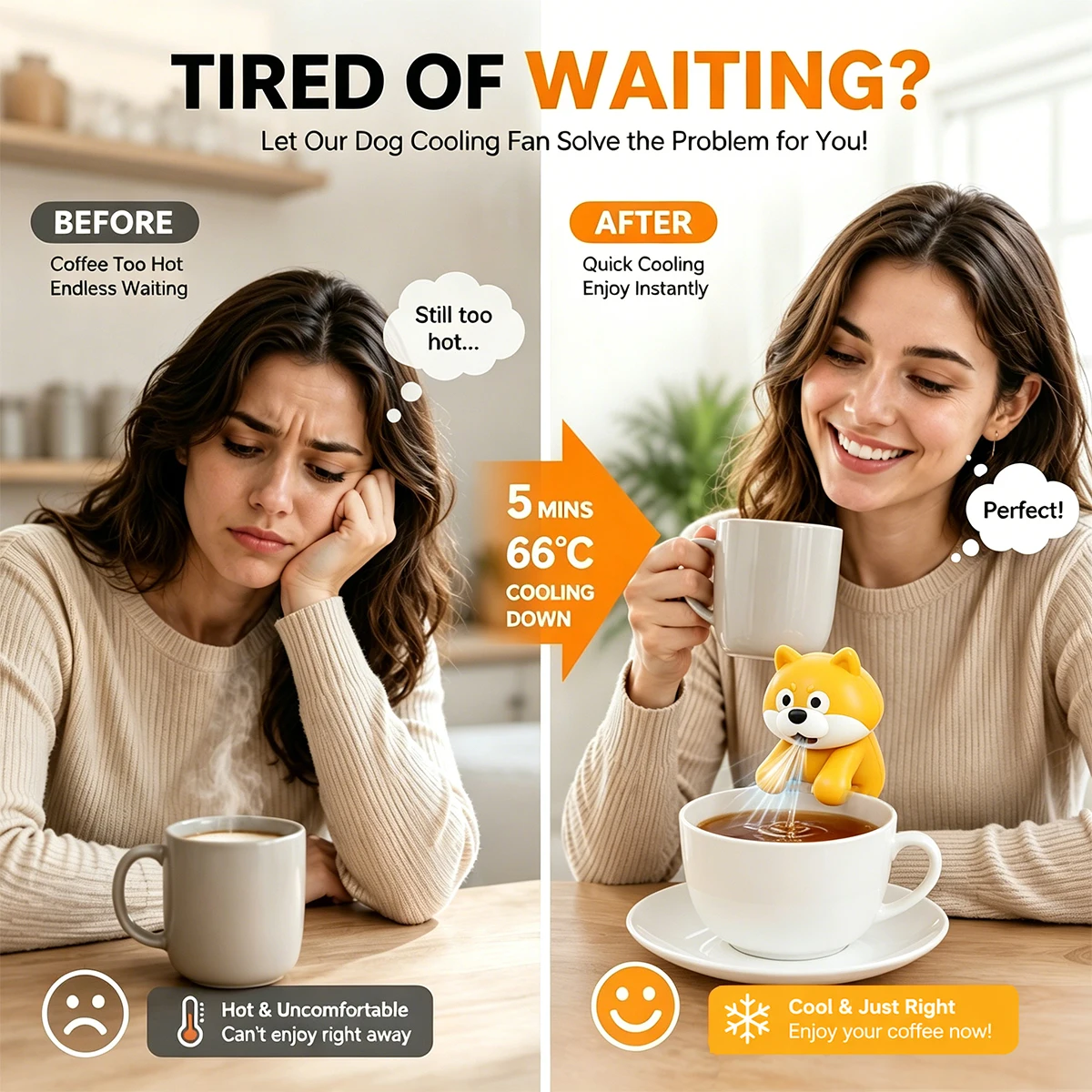 Tiny & Cute Dog Shaped Robot Cooling Fan Cools Hot Food & Drinks, Making Mealtime Fun, Portable and Easy to Use Anywhere image 4