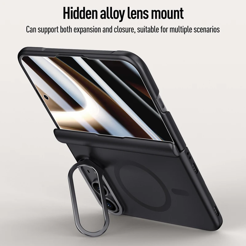 Etui do iPhone'a z obsługą MagSafe, model Duo, ultracienkie, matowe, z magnetycznym systemem ładowania bezprzewodowego, z zabezpieczeniem przegubu, folią ochronną i uchwytem na obiektyw, odporne na wstrząsy. — zdjęcie produktu 3