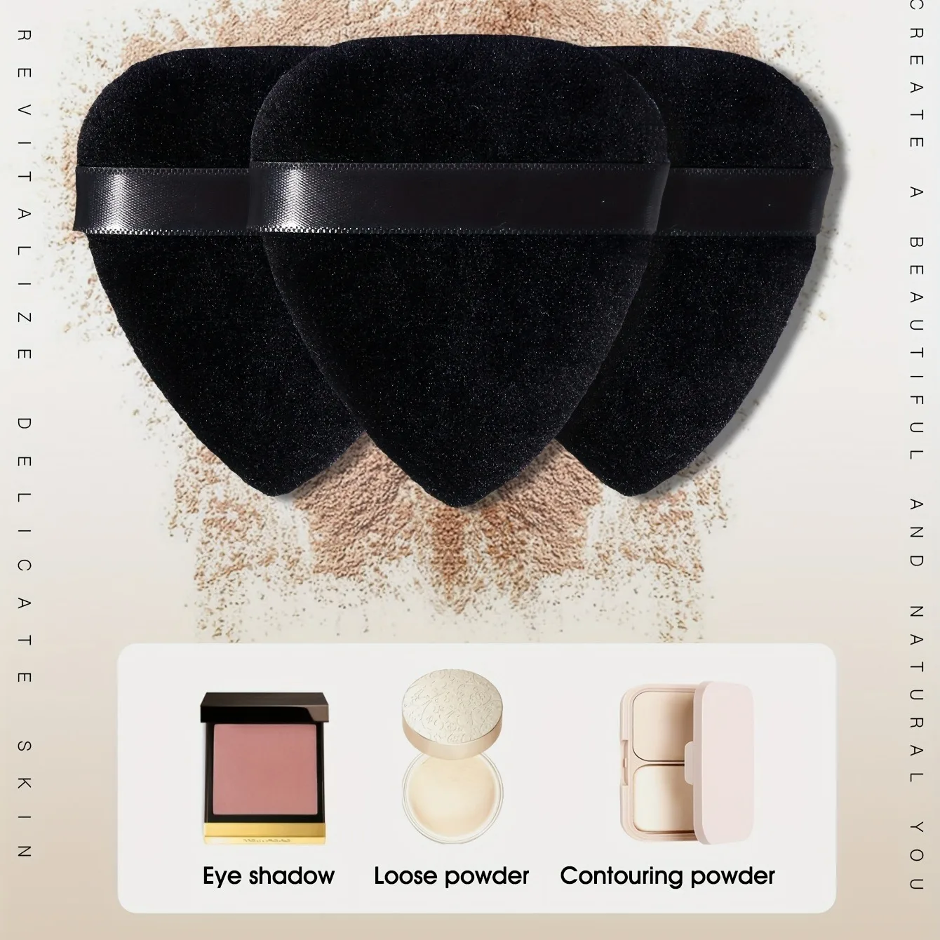 Piumino da cipria Waterdrop da 4 pezzi, soffi da cipria morbidi per trucco con cinturino, soffi da cipria in velluto per cipria sfusa