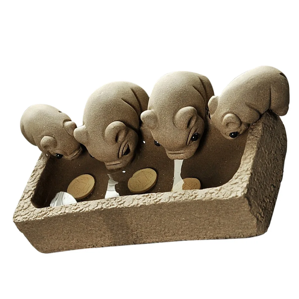 

1Pcs Purple Clay Tea Pet Creative Piggy Drinking Design Desktop Home Office Decorative Ornament for Teapot Craft Accessory