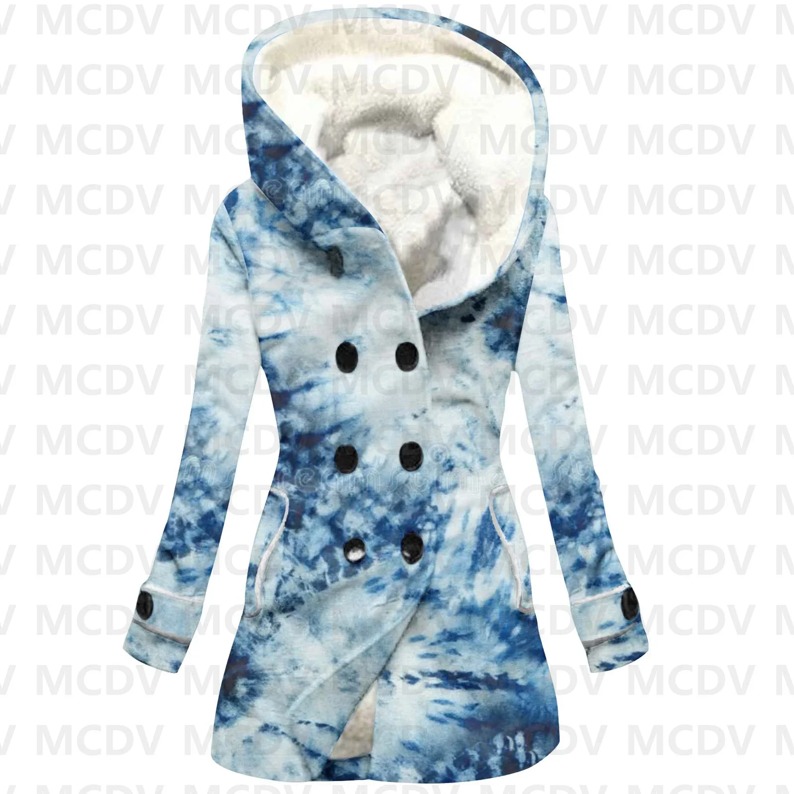 

Tie-Dye Art 3D Printed Fleece Hooded Cloak Women Thick Warm Coat Women's Winter Warm Overcoat Casual Clothes 02