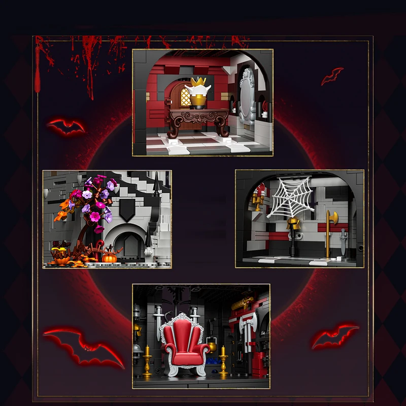  3900PCS Movie Vampire Medieval Castle Building Set City Architecture Modular Building Block Assembly Model Halloween Toy Gift