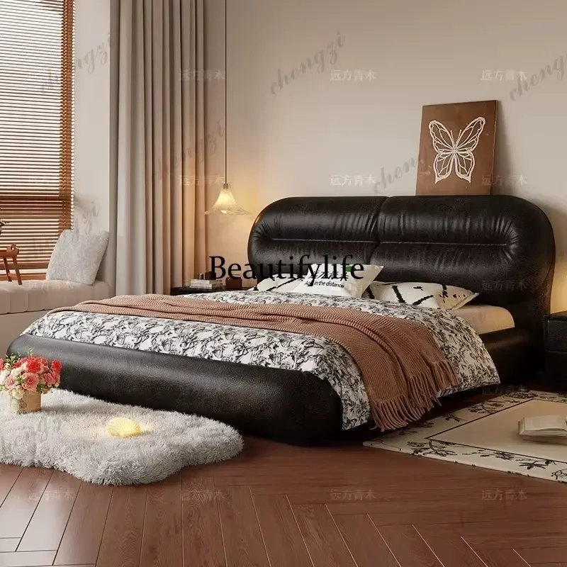 Full Size Double Bed Waterproof Large European Floor Luxury Platform Wooden Modern Bed Frame for Home Bedroom Furniture