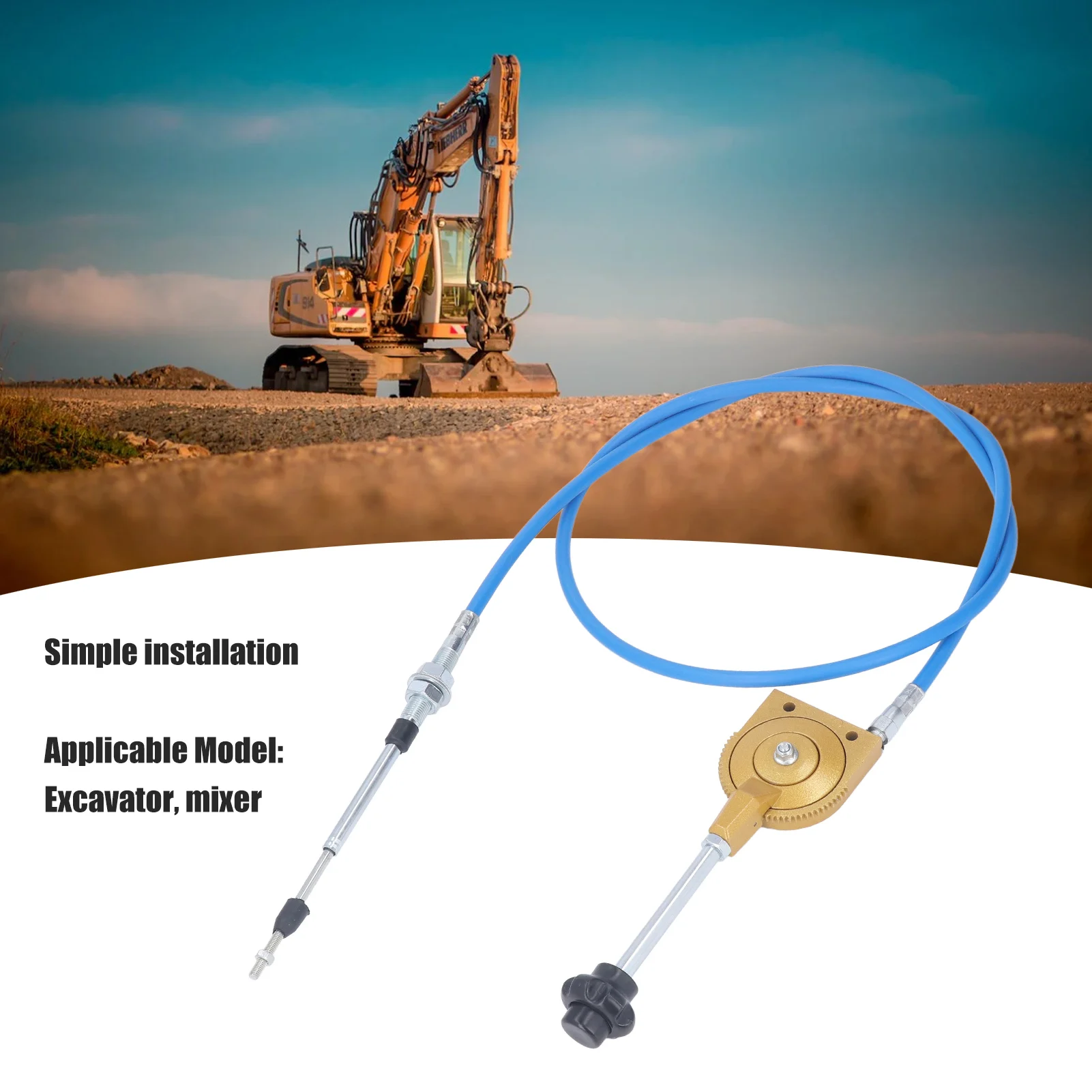 Excavator Throttle Cable 2m Throttle Cable PU Stainless Steel Weather Resistant Manual Accelerator Cable for Excavator Mixer