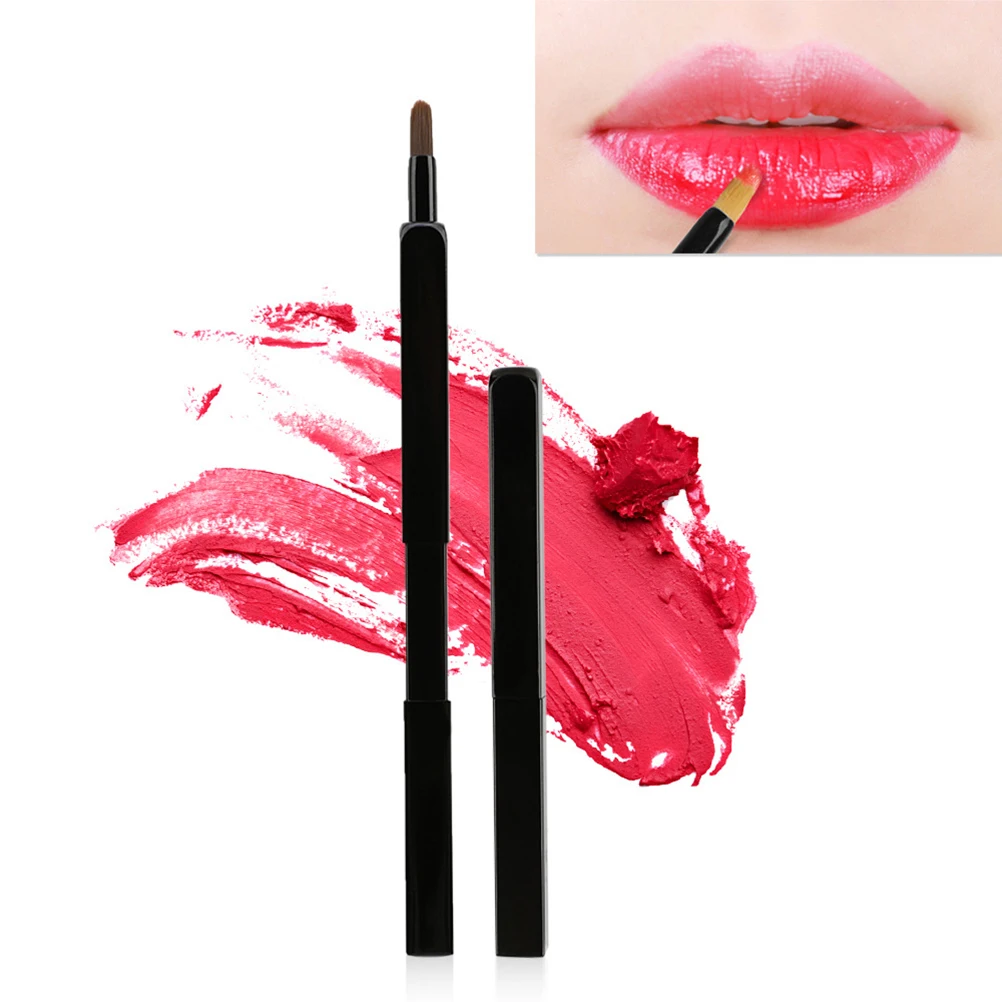 

Retractable Lip Brush Nylon Fiber Premium Makeup Brush Portable Lipbrush With Metal Tube For Travel Daily Use Handheld