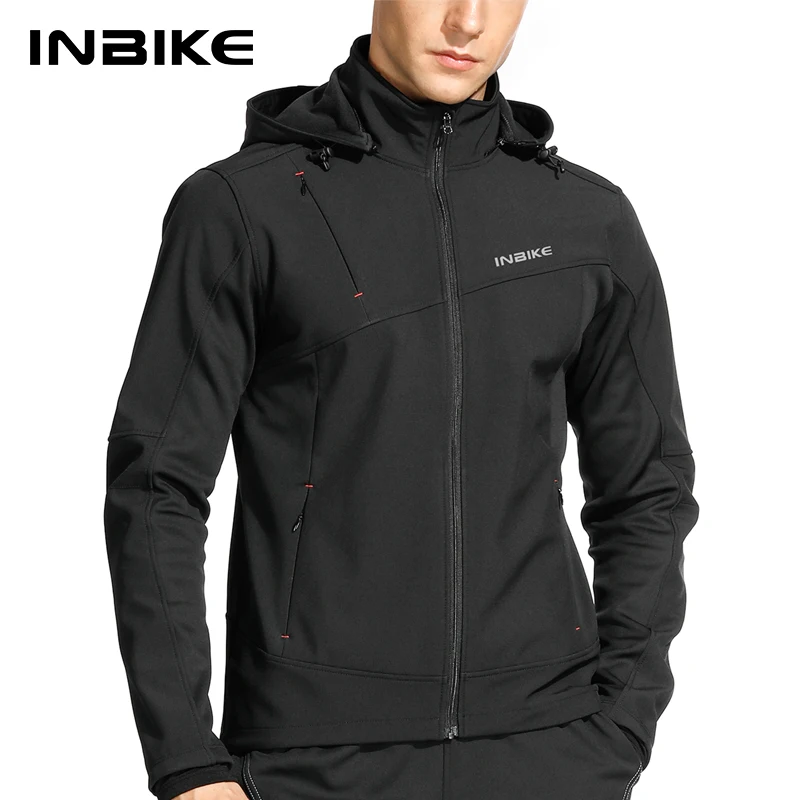 INBIKE Man Cycling Jackets Winter Windbreaker for Men Hooded Warm Thermal MTB Bike Jackets for Riding Windproof Bicycle Clothing