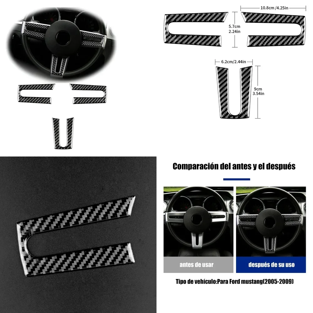 

Carbon Fiber Steering Wheel Cover for Ford Mustang GT 2005-2009 Car Interior Sticker Decor Trim Auto Accessories Styling Wrap