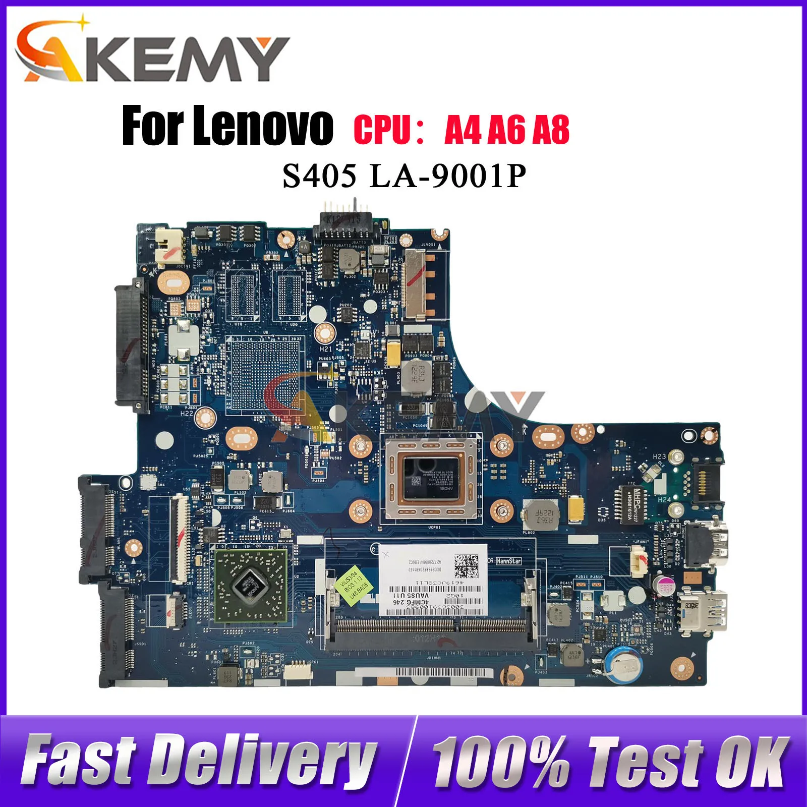 

Материнская плата для ноутбука Lenovo Ideapad S400 S405 LA-9001P с процессором A6-4455M, 100% протестировано, ОК