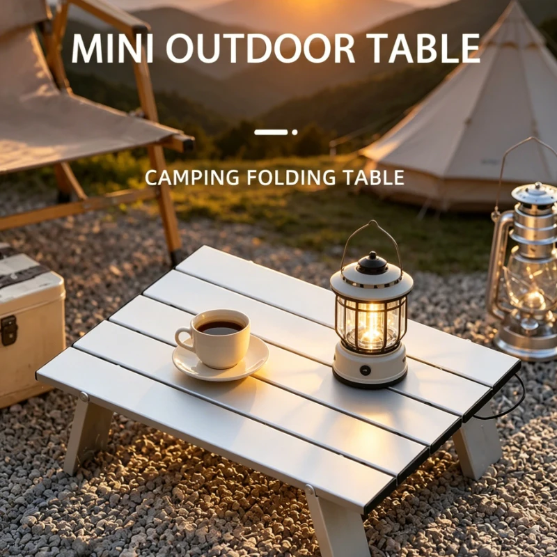Table de camping pliable et peu encombrante, 2 pièces, bureau extérieur léger et portable, fournitures parfaites pour la pêche, le camping et le tourisme sur le terrain