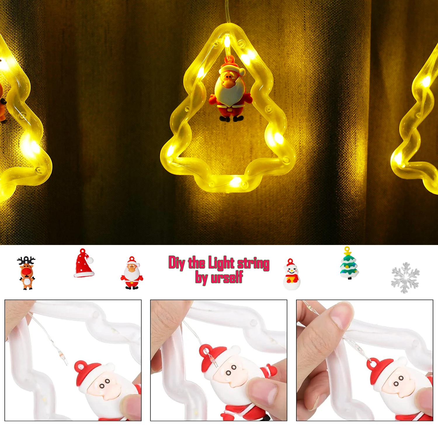 3M LED عيد الميلاد سلسلة أضواء USB بالطاقة سانتا كلوز ستار الثلج الستار الجنية أضواء مع البعيد 8 طرق عيد الميلاد ديكور الحفلات