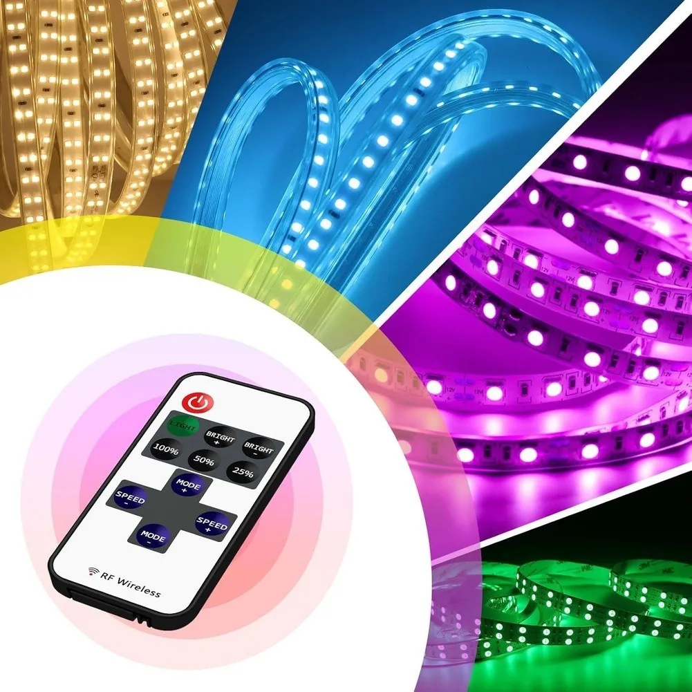 USB RF Wireless Dimmer Remote Control with 11 Keys for LED Strip Lights DC 5V to 24V Compatible Radio Frequency Controller