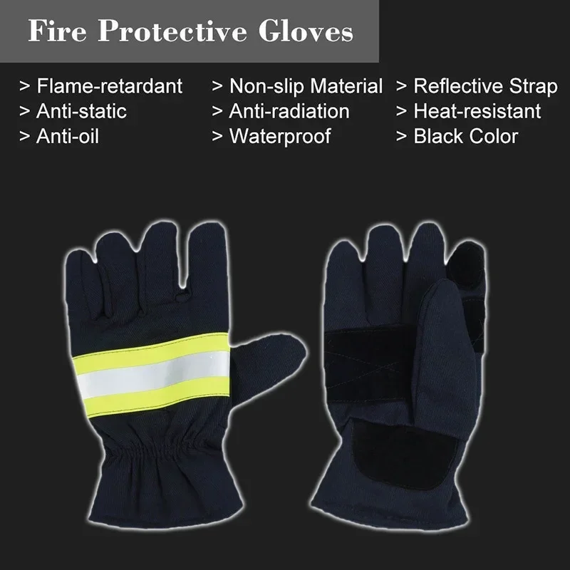 Fireproof Safety Gloves Black Reflective Belt Fire Gloves Protection Supplies For Welding And Cold Weather Firefighting Gloves