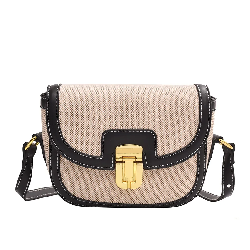 Torby Crossbody w stylu Vintage designerski płócienny Patchwork skóra Pu torba na ramię Casual plażowa na mała torebka 2024