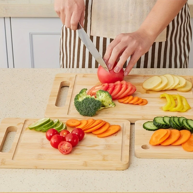 ألواح تقطيع المطبخ المصنوعة من الخيزران الفاخر - ألواح تقطيع خشبية صغيرة ومتوسطة وكبيرة، اختيار مثالي لعيد الميلاد