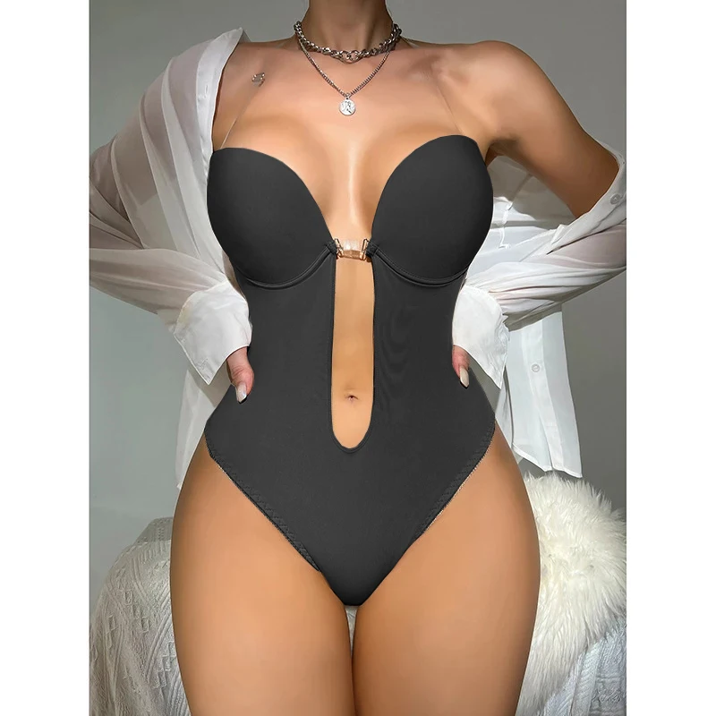 

Premium Seamless Underwear for Backless Dress Deep V-Neck U Plunge Thong Bodysuit Shapewear Invisible Shoulder Strap Bra Corset