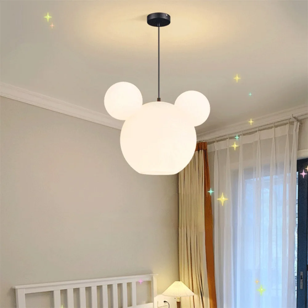 Nordic Light Luxury Modern Minimalist Mickey Cartoon Room Home Decoration Chandelier Children's Room Girl Boy Bedroom Lamp