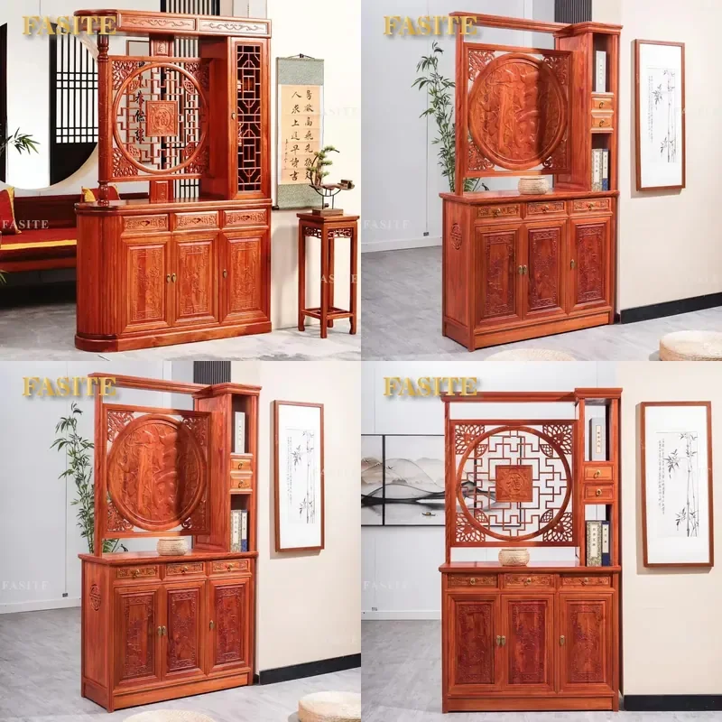 For New Chinese Style Entrance Cabinet All Solid Wood Entry Screen Ming Qing Antique Living Room Door Partition Double Sided