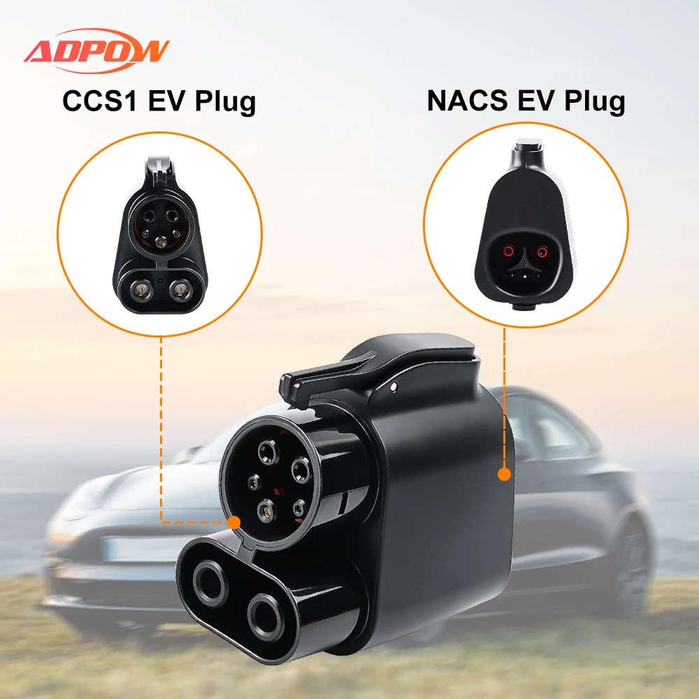 ADPOW NACS إلى CCS1 EV محول الشحن 500A MAX 1000V DC 250KW EVSE لسيارات CCS1 القياسية EV
