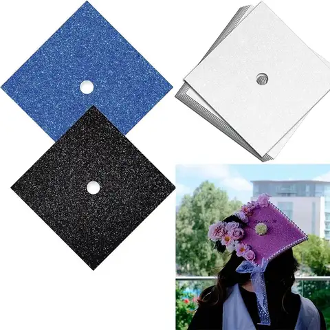 Decorazioni per cappelli di laurea Glitter Gold Cap Paper adesivi autoadesivi per cappellino di laurea Topper fai da te