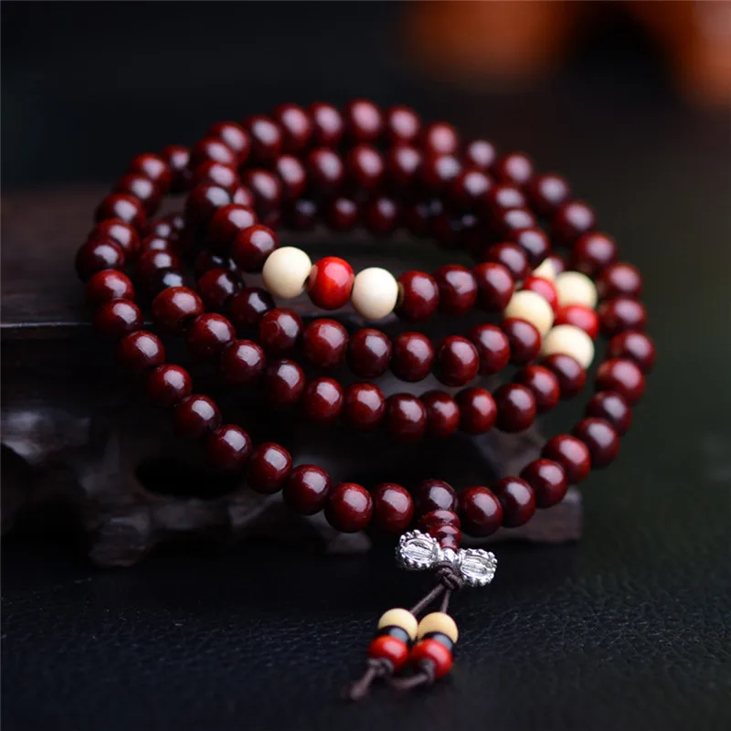 8mm Natural Sandalwood Buddhist Buddha Rosary Beads Prayer Beads Mala 108 Beads Bracelets Unisex Men Bracelets & Bangles Jewelry