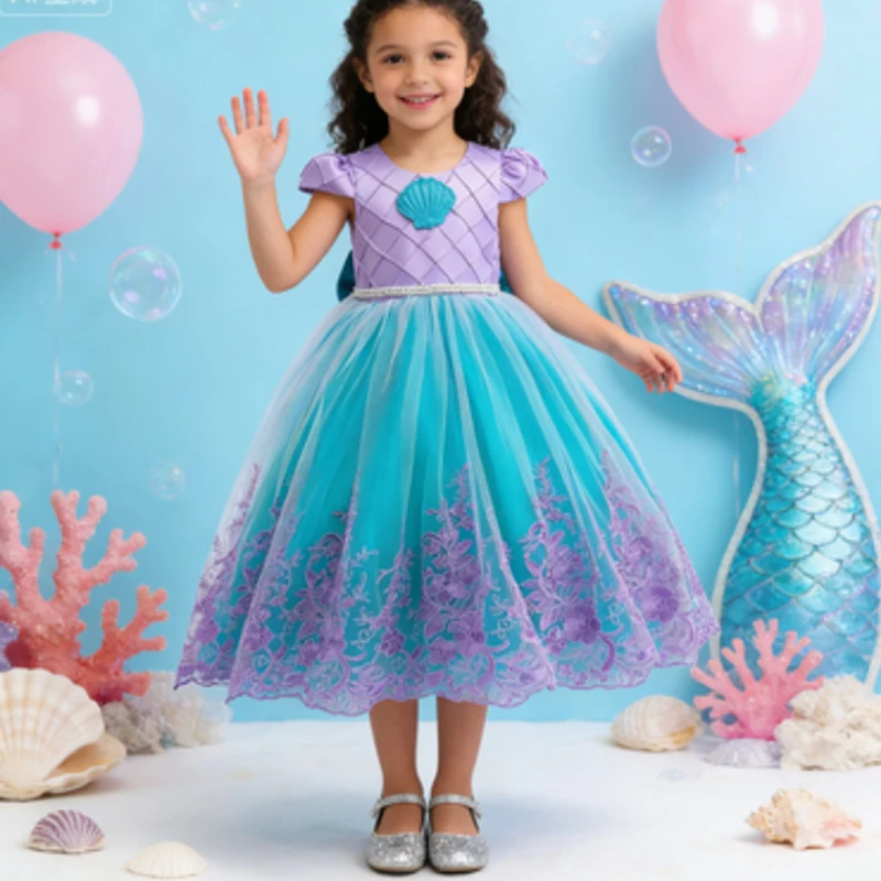 Karneval Kleine Meerjungfrau Mädchen Prinzessin Kleid Cosplay Kostüme Geburtstag Party Kinder Fantasie Verkleidung Ozean Abenteuer Thema Kleid